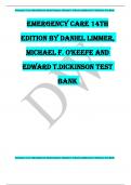 EMERGENCY CARE 14TH EDITION BY DANIEL LIMMER, MICHAEL F. O'KEEFE AND EDWARD T.DICKINSON TEST BANK