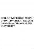 PHIL 347 WEEK DISCUSSION / UPDATED VERSION 2023/2024 GRADED A+ CHAMBERLAIN UNIVERSITY