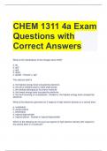 CHEM 1311 4a Exam Questions with Correct Answers 
