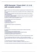APES Semester 1 Exam (Unit 1, 2, 3, 4) with complete solution