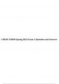 CHEM 333HM Spring 2023 Exam 1 Questions and Answers.