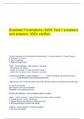  Business Foundations UARK Test 1 questions and answers 100% verified.