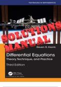 Solutions Manual for Differential Equations Theory, Technique, and Practice (Textbooks in Mathematics), 3e by Steven Test Bank