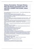 History Exemption: Georgia History, KSU GA History Exemption test, GA HISTORY EXEMPTION EXAM | latest 2023/24