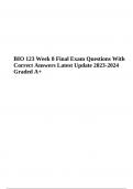 BIO 123 Final Exam Questions With Answers Latest Update 2023-2024 Graded A+