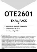 OTE2601 EXAM PACK 2023 - DISTINCTION GUARANTEE