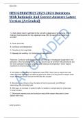 HESI GERIATRICS 2023-2024 Questions With Rationale And Correct Answers Latest Version (A+Graded)  