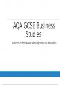 GCSE Business 3: Aims, Objectives, and Stakeholders