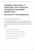 MNM3709 ASSIGNMENT 4 SEMESTER 2 2023 COMPLETE ANSWERS GUARANTEED DISTINCTION DUE DATE 6th NOVEMBER 2023