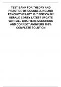TEST BANK FOR THEORY AND PRACTICE OF COUNSELLING AND PSYCHOTHERAPY 10TH EDITION BY GERALD COREY LATEST UPDATE WITH ALL CHAPTERS QUESTIONS AND CORRECT ANSWERS 100% COMPLETE SOLUTION