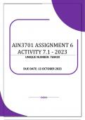 AIN3701 ASSIGNMENT 6: ACTIVITY 7.1 SEMESTER 2 - 2023 (769420)