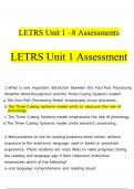 LETRS Unit 1 - 8 Assessment Questions with complete solutions