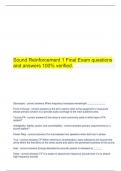   Sound Reinforcement 1 Final Exam questions and answers 100% verified.