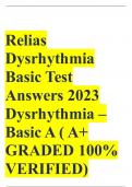 Relias Dysrhythmia Basic Test Answers 2023 Dysrhythmia – Basic A ( A+ GRADED 100% VERIFIED)