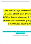 Test Bank Lilleys Pharmacology for Canadian Health Care Practice 4th Edition Sealock Questions & Verified Answers with rationales (Chapter 1-58) Updated 2023/2024