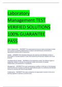 bundle forLaboratory Management-Exam 100% VERIFIED TEST SOLUTIONS LATEST UPDATES What is Quality - ANSWER The degree to which a product or service meets requirements. Quality cannot be tested or inspected into a product, rather, quality must be built into