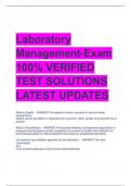 Laboratory  Management-Exam  100% VERIFIED  TEST SOLUTIONS  LATEST UPDATES What is Quality - ANSWER The degree to which a product or service meets  requirements. Quality cannot be tested or inspected into a product, rather, quality must be built into 