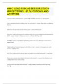 OHIO LEAD RISK ASSESSOR STUDY GUIDE TERMS |156 QUESTIONS AND ANSWERS