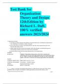 Test Bank for Organization Theory and Design 12thEdition by Richard L. Daft. 100% verified  answers 2023/2024