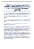 HESI Review Test-Maternity, Evolve  Obstetrics/Maternity Practice 2023-2024 Exam, HESI Maternity Q&A Latest  Update A+