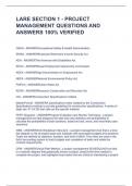 LARE SECTION 1 - PROJECT MANAGEMENT QUESTIONS AND ANSWERS 100% VERIFIED
