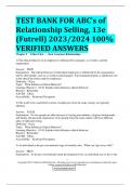 TEST BANK FOR ABC's of Relationship Selling, 13e (Futrell) 2023/2024 100% VERIFIED ANSWERS 