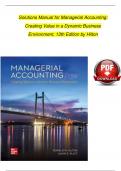 Solutions Manual for Managerial Accounting: Creating Value in a Dynamic Business Environment, 13th Edition by Hilton | Verified Chapter's 1 - 17 | Complete