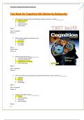 Test Bank for Cognition 6th Edition by Radvansky