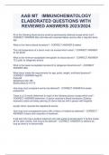 AAB MT IMMUNOHEMATOLOGY ELABORATED QUESTIONS WITH  REVIEWED ANSWERS 2023/2024