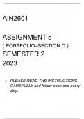 AIN2601 ASSIGNMENT 5 SEMESTER 2 2023 (SECTION D)