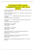 Lead Inspector/Risk Assessor Compilation Questions with Correct Answers
