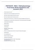  PATHO370 - WCU - Pathophysiology Final Exam Study Questions and Answers 2023