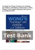 Test Bank For Wong's Nursing Care of Infants and Children 12th Edition by Hockenberry (2024), Chapter 1-34| Complete Questions and Answers (A+) 9780323776707.