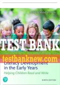 Test Bank For Literacy Development in the Early Years: Helping Children Read and Write 9th Edition All Chapters - 9780134898230