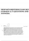 NRNP 6670 MIDTERM EXAM 2023 (VERSION 2) 75 QUESTIONS AND ANSWERS.