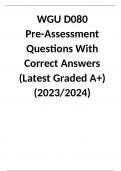 WGU D080 Pre-Assessment Questions With Correct Answers (Latest Graded A+) (2023-2024)
