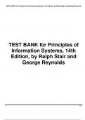  TEST BANK for Principles of Information Systems, 14th Edition, by Ralph Stair and George Reynolds. Updated A+