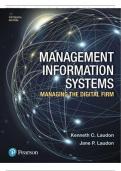 TEST BANK for Management Information Systems Managing the Digital Firm, 17th Edition By Laudon Kenneth & Laudon Jane. (Complete Chapters 1-15) A+ Updated