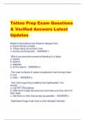Tattoo Prep Exam Questions & Verified Answers Latest  Updates