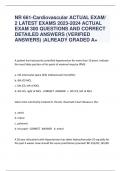 NR 661-Cardiovascular ACTUAL EXAM/ 2 LATEST EXAMS 2023-2024 ACTUAL  EXAM 300 QUESTIONS AND CORRECT  DETAILED ANSWERS (VERIFIED  ANSWERS) |ALREADY GRADED A+ 