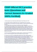 CISSP Official ISC2 practice tests (Questions and Correct Answers A+ Graded 100% Verified)