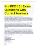 IHI- PFC 101 Exam Questions with Correct Answers 