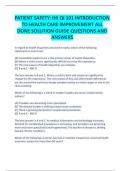 PATIENT SAFETY  IHI QI 101 INTRODUCTION TO HEALTH CARE IMPROVEMENT ALL DONE SOLUTION GUIDE QUESTIONS AND ANSWERS