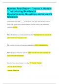 Humber Real Estate - Course 3, Module 1, Introducing Residential Condominiums Questions and Answers Graded A