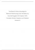 Test Bank for Davis Advantage for Maternal-Child Nursing Care 3rd Edition by Scannell Ruggiero All Chapters 100% Complete Solution Questions and Detailed Answers
