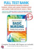 Test Bank For Davis Advantage for Basic Nursing Thinking  Doing and Caring Thinking Doing and Caring Third Edition by Leslie S. Treas, 9781719642071, Chapter 1-46 Complete Questions and Answers A+