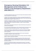 Emergency Nursing Orientation 3.0: Management of the Critical Care Patient in the Emergency Department - ENA-ENO-C11