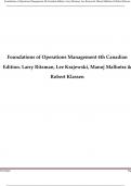 TEST BANK for Foundations of Operations Management 4th Canadian Edition. Larry Ritzman, Lee Krajewski, Manoj Malhotra & Robert Klassen A+