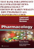 TEST BANK FOR LIPPINCOTT ILLUSTRATED REVIEWSPHARMACOLOGY 7th  EDITION BY KAREN WHALEN ISBN 9781496384133 ALL CHAPTERS INCLUDED.