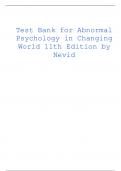 Test Bank for Abnormal Psychology in Changing World 11th Edition by Nevid